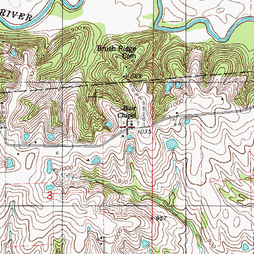 Topographic Map of Blair Chapel, IA