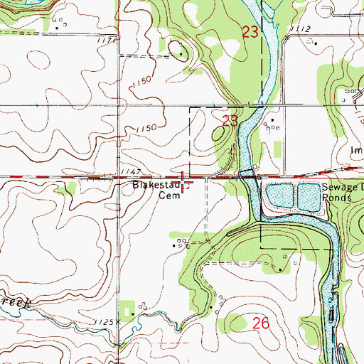 Topographic Map of Blakestad Cemetery, IA