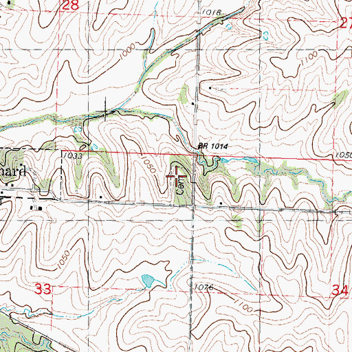 Topographic Map of Blanchard Cemetery, IA