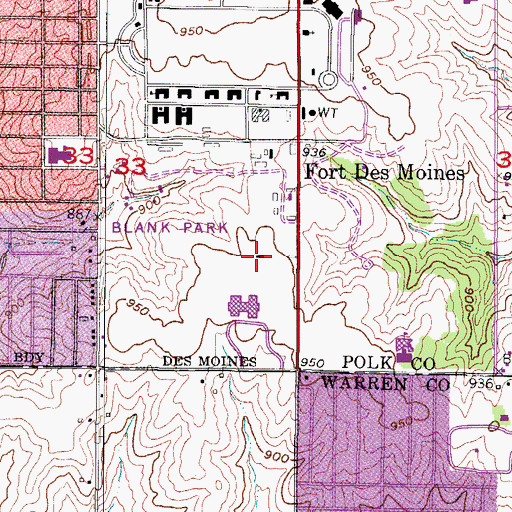 Topographic Map of Blank Park, IA