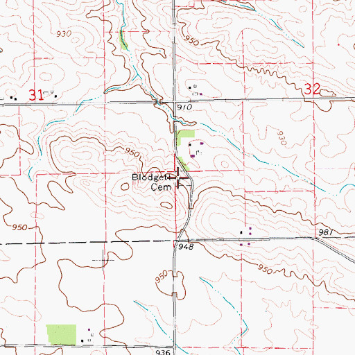Topographic Map of Blodgett Cemetery, IA