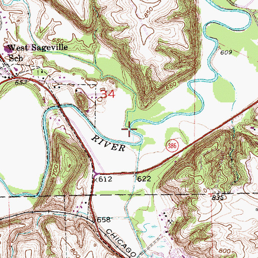 Topographic Map of Bloody Run, IA