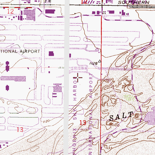 Topographic Map of Phoenix Sky Harbor International Airport, AZ