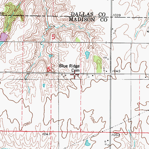 Topographic Map of Blue Ridge Cemetery, IA
