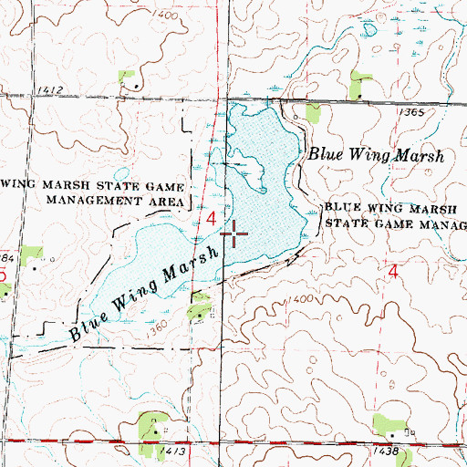 Topographic Map of Blue Wing Marsh Wildlife Management Area, IA