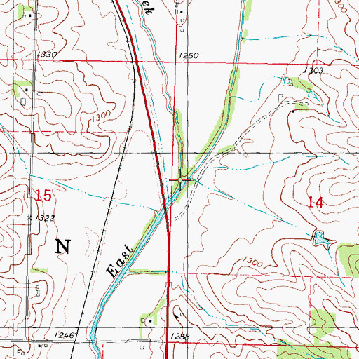Topographic Map of Bluegrass Creek, IA