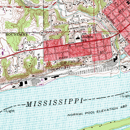 Topographic Map of Bluff Park, IA
