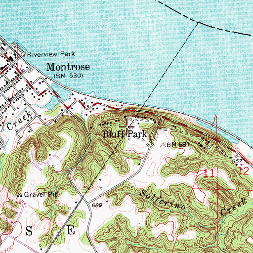 Topographic Map of Bluff Park, IA