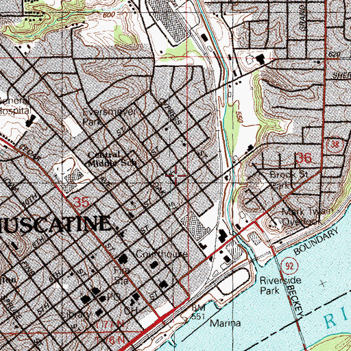 Topographic Map of Bnai Moses Synagogue, IA