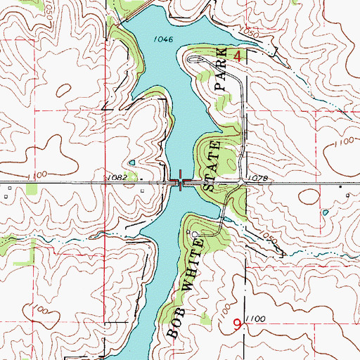 Topographic Map of Bob White State Park, IA