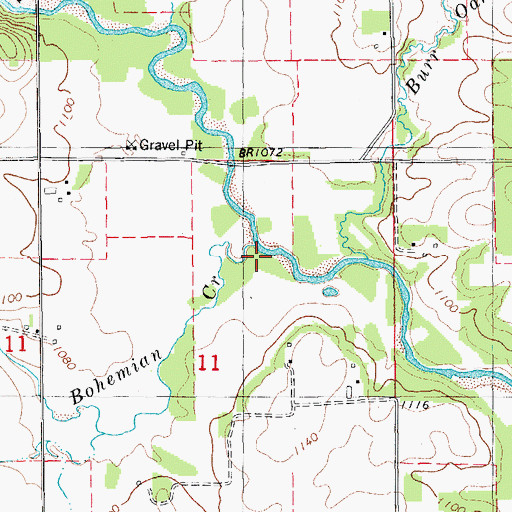 Topographic Map of Bohemian Creek, IA
