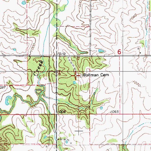 Topographic Map of Bollman Cemetery, IA