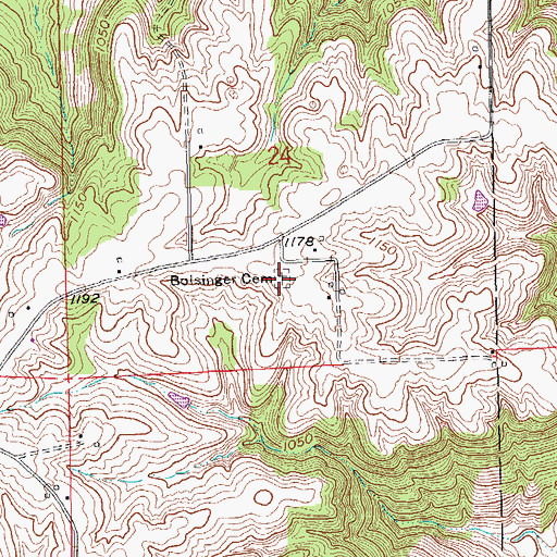 Topographic Map of Bolsinger Cemetery, IA