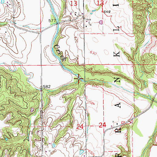 Topographic Map of Bonnell Creek, IA