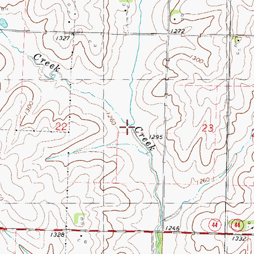 Topographic Map of Bonnie Creek, IA