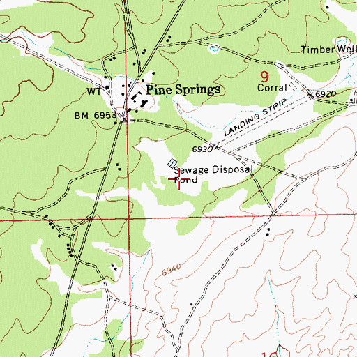 Topographic Map of Pine Springs Airport (historical), AZ
