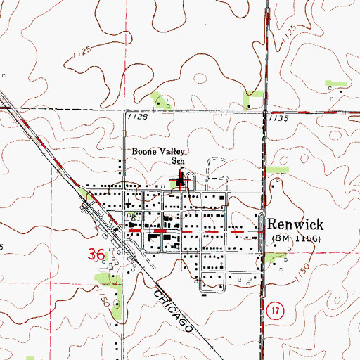 Topographic Map of Boone Valley School, IA