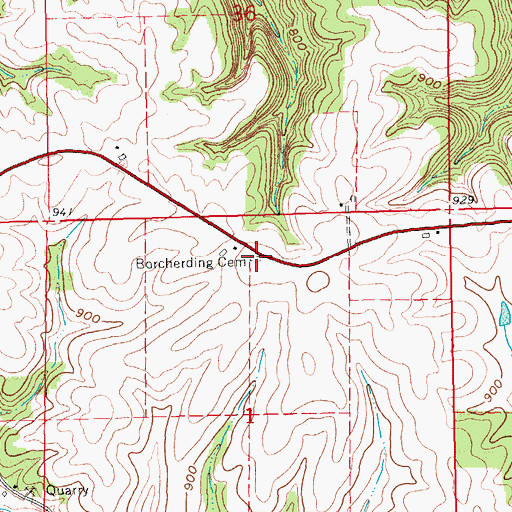 Topographic Map of Borcherding Cemetery, IA