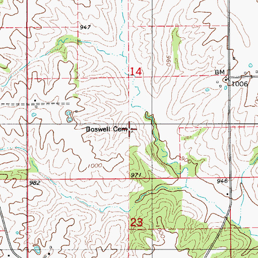 Topographic Map of Boswell Cemetery, IA