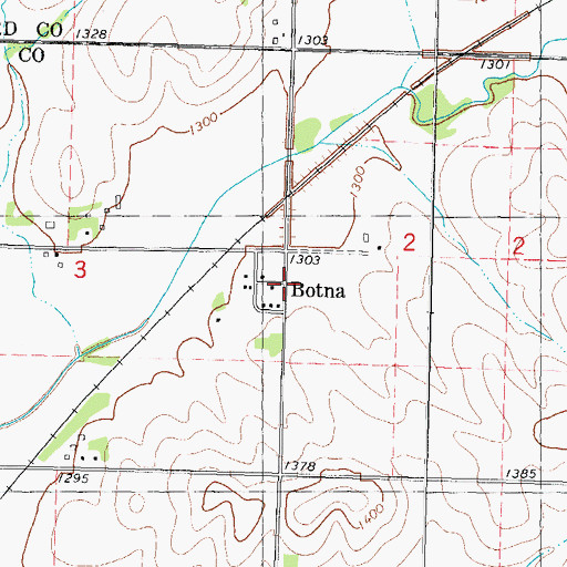 Topographic Map of Botna, IA