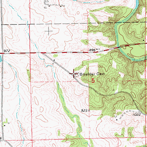 Topographic Map of Boulder Cemetery, IA