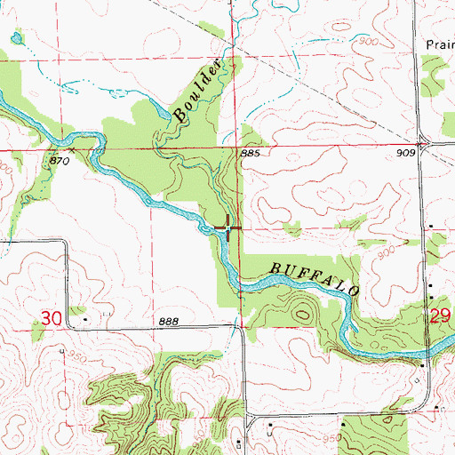 Topographic Map of Boulder Creek, IA