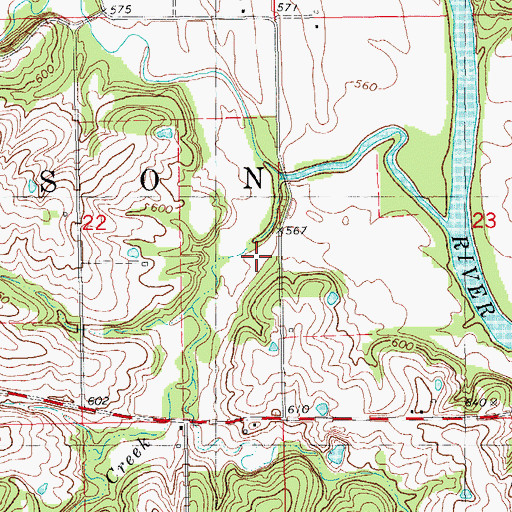 Topographic Map of Bogue Creek, IA
