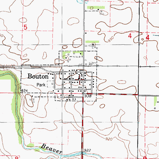 Topographic Map of Bouton, IA