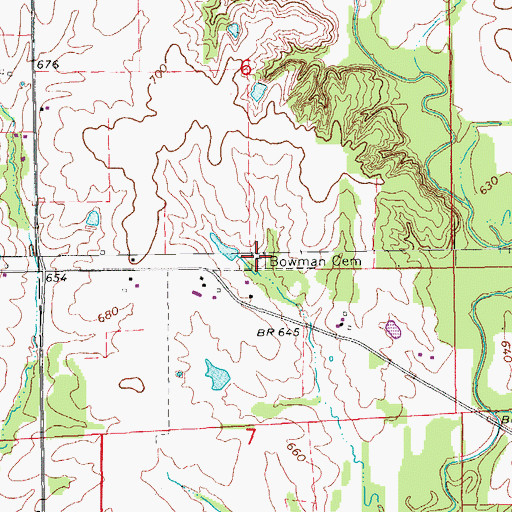 Topographic Map of Bowman Cemetery, IA