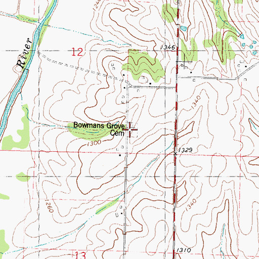 Topographic Map of Bowmans Grove, IA