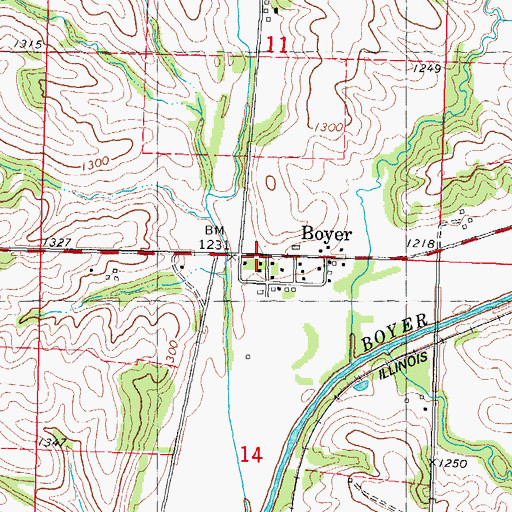 Topographic Map of Boyer, IA