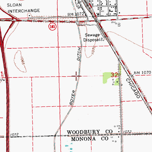 Topographic Map of Boyer Ditch, IA