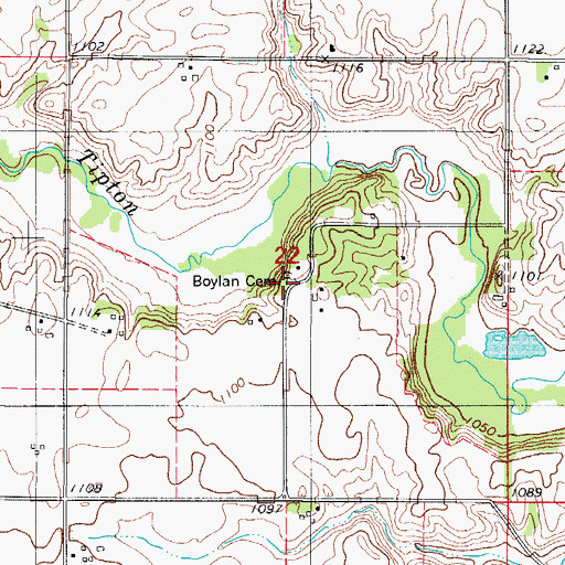 Topographic Map of Boylan Cemetery, IA