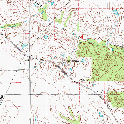 Topographic Map of Bradshaw Cemetery, IA