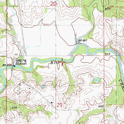 Topographic Map of Brandywine Creek, IA