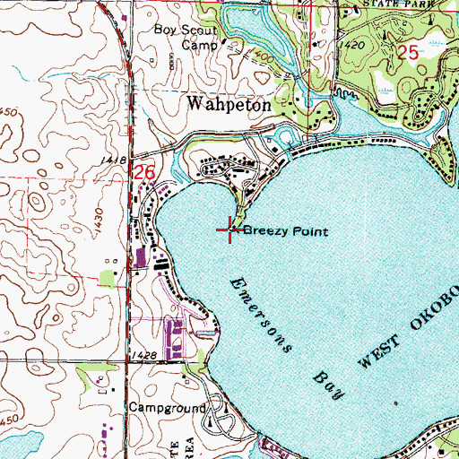 Topographic Map of Breezy Point, IA