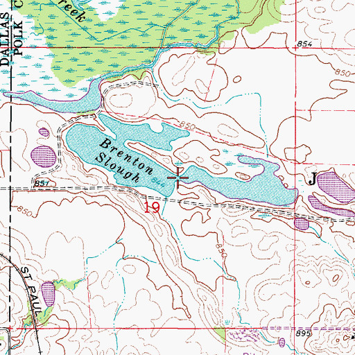 Topographic Map of Brenton Slough, IA