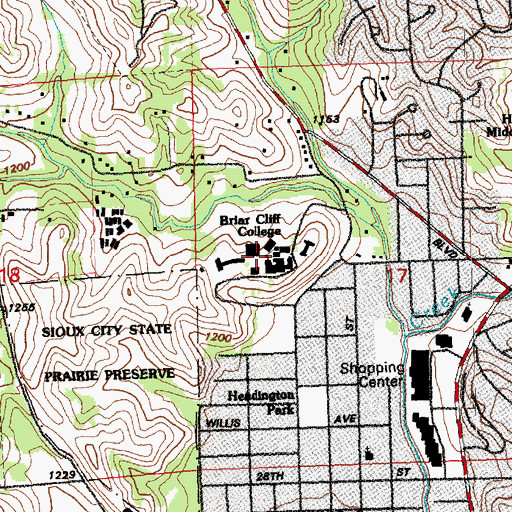 Topographic Map of Briar Cliff University, IA