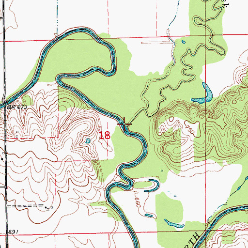 Topographic Map of Bridge Creek, IA