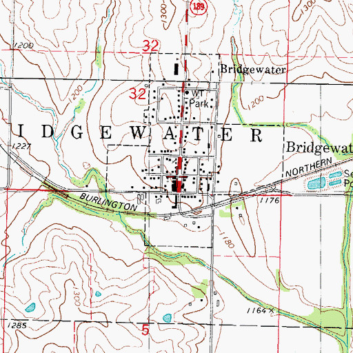 Topographic Map of Bridgewater, IA