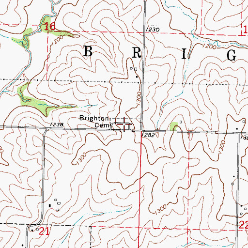 Topographic Map of Brighton Cemetery, IA