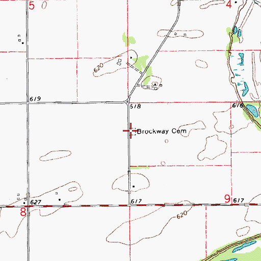 Topographic Map of Brockway Cemetery, IA