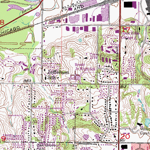 Topographic Map of Brody Middle School, IA