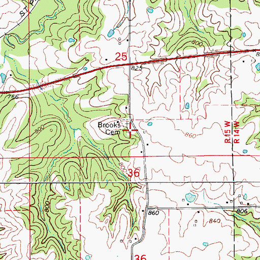 Topographic Map of Brooks Cemetery, IA