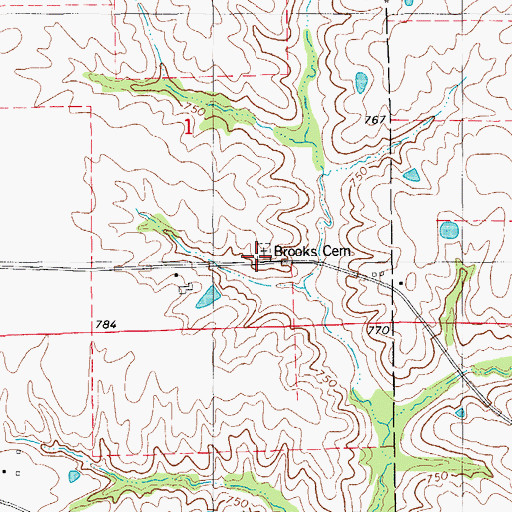 Topographic Map of Brooks Cemetery, IA