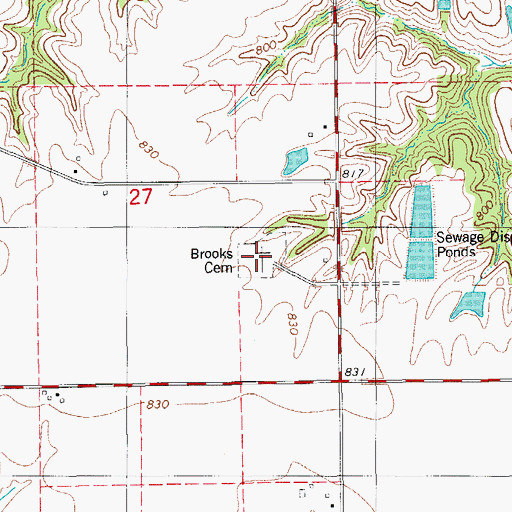Topographic Map of Brooks Cemetery, IA