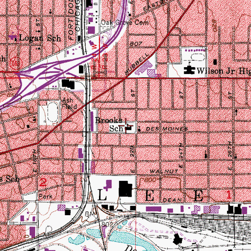 Topographic Map of Brooks School, IA