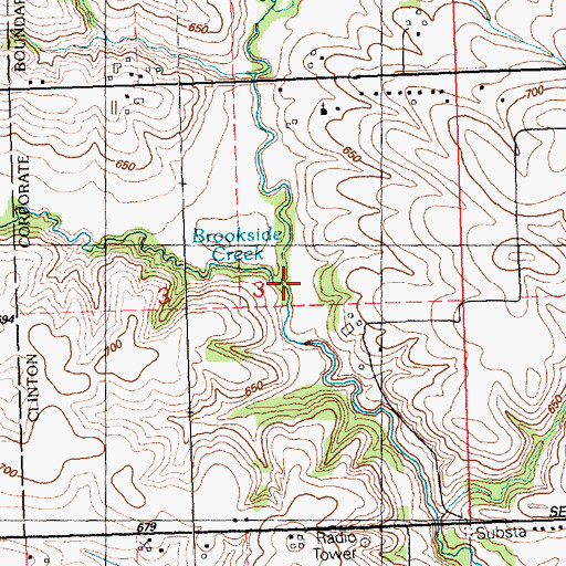 Topographic Map of Brookside Creek, IA