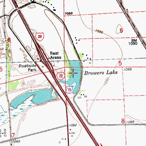 Topographic Map of Browers Lake, IA