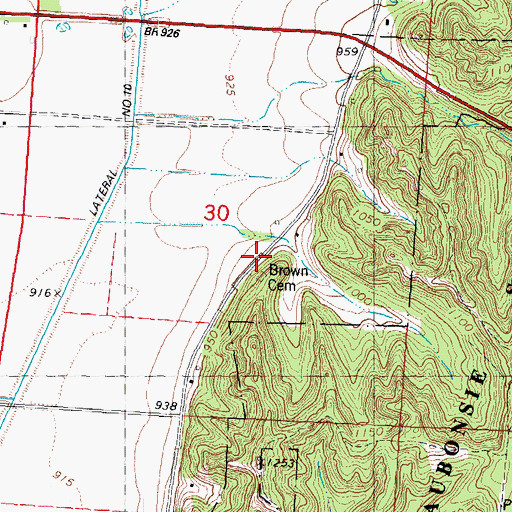 Topographic Map of Brown Cemetery, IA